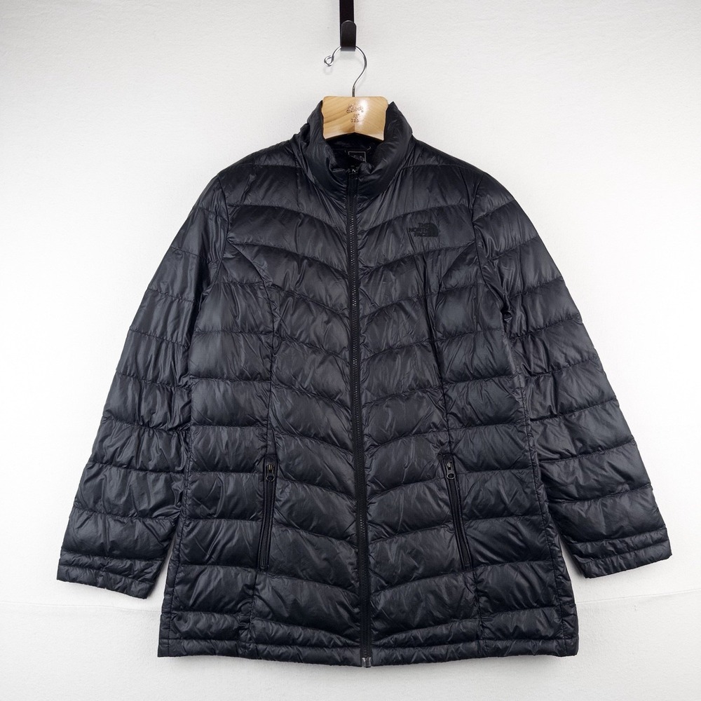 The North Face TNF Women's L Down Chevron Puffer Zip Up Jacket *No Zipper Tab